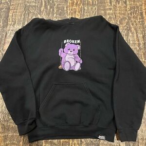 Broken Promises size small Black Sweatshirt with Bear Graphic